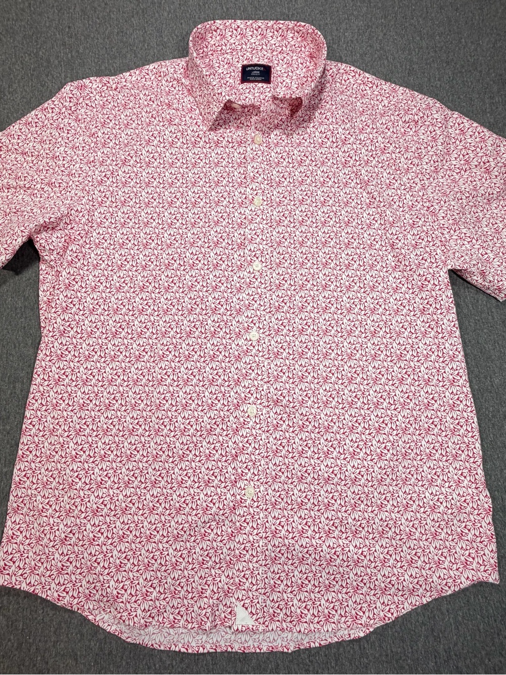 UNTUCKit Men's Short-Sleeve Button-Down Shirt Large Reg Fit Red Floral Print